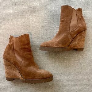 Michael Kors Brown Suede Wedge Ankle Booties